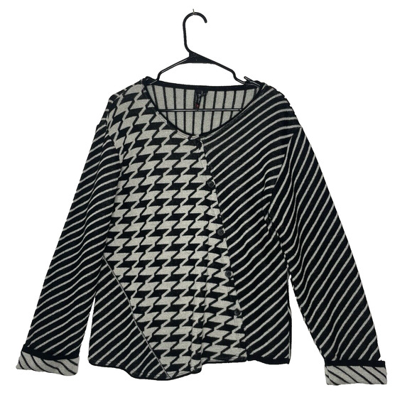 Roni Rabl S/M Asymmetrical Sweater Lagenlook Boho Art to Wear Geometric Stripe - Picture 1 of 7